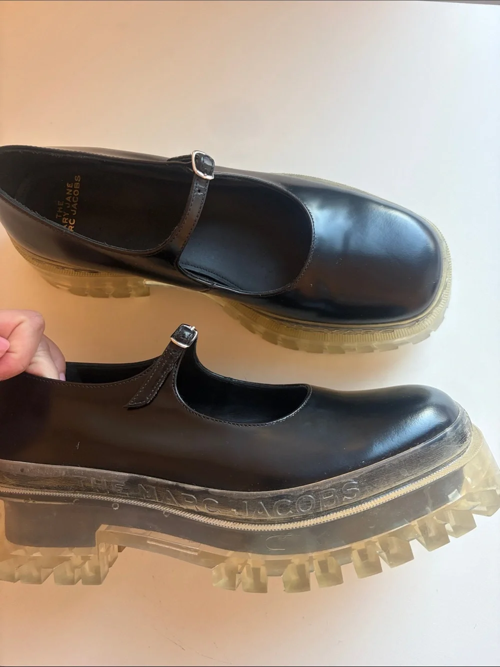 Marc Jacobs Black Mary Jane Platform Stomper Shoes with Translucent Sole